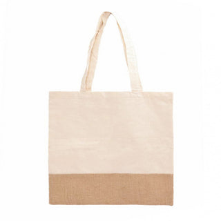 Beach bag in cotton + natural jute personalized with initials and name