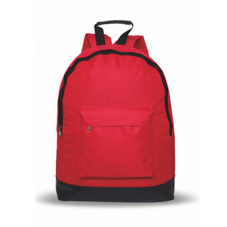 Red backpack personalized with photo.