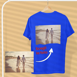 Blue T-shirt customizable with photo/phrase/initials