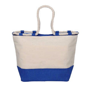 Blue Capri beach bag in canvas personalized with initials and name