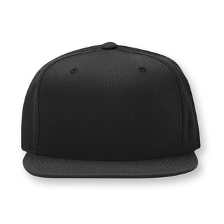 Black hat with straight visor. Customizable with embroidered initials.