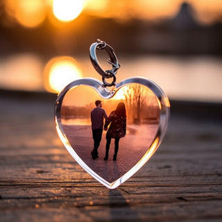 5x5 plexiglass heart key ring customizable with photo