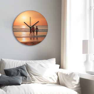 Personalized round plexiglass wall clock with photo, diameter 30, Plexi thickness 10mm