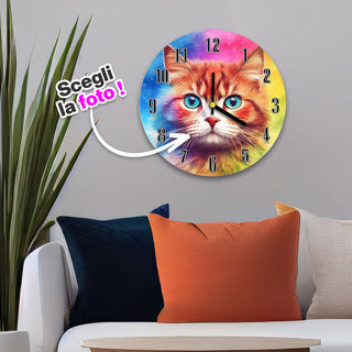 Personalized round plexiglass wall clock with photo, diameter 30, Plexi thickness 10mm