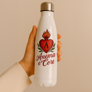 White double wall 304 steel water bottle 500ml Personalized with initials and name