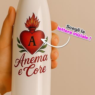 White double wall 304 steel water bottle 500ml Personalized with initials and name