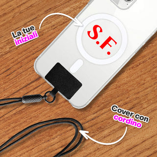 Cover iPhone Protettiva MagSafe Trasparente con iniziali e laccio
