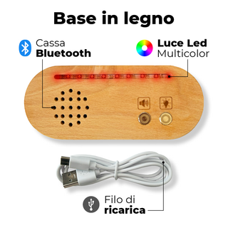 Targa in plexi Luminosa con base in legno cassa Bluetooth Personalizzata con Foto