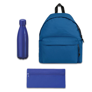 Set Back to School Zaino + Borraccia + Astuccio Blue