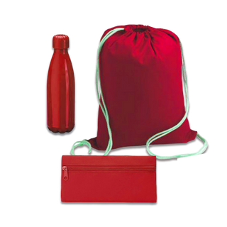 Set Back to School Sacca + Borraccia + Astuccio Rosso