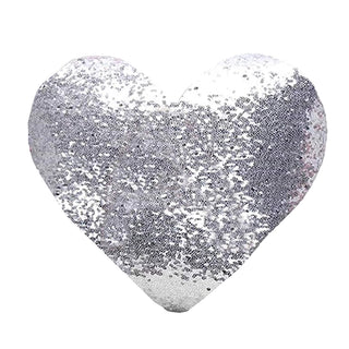 Heart cushion with silver sequins 100% polyester with photo