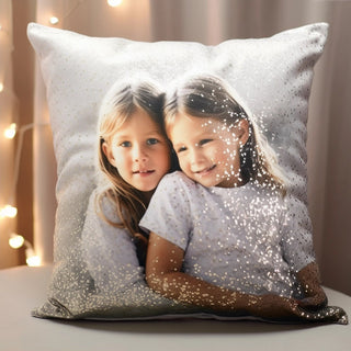 Square cushion with silver sequins 100% polyester with photo