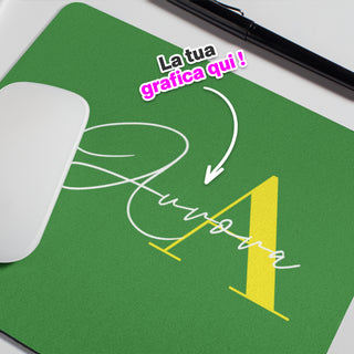 Green Mouse Pad Personalized with initials and name.