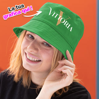 Cappello Verde Miramare personalizzato con iniziali e nome.