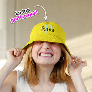 Cappello Giallo Miramare personalizzato con iniziali e nome.