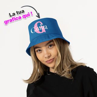 Cappello Blu Miramare personalizzato con iniziali e nome.