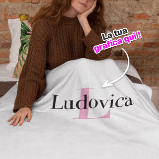 Plaid coperta in pile personalizzabile con nome e iniziali 140 x 200 cm