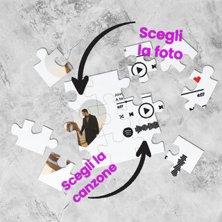 Puzzle Bianco Orizzontale Personalizzabile con foto o frase e codice spotify formato A3 360 tasselli piccoli